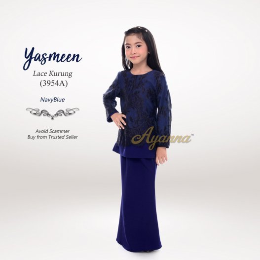 Yasmeen Lace Kurung 3954A (NavyBlue) 