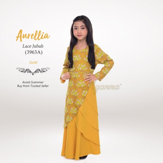 Aurellia Lace Jubah 3963A (Gold) 