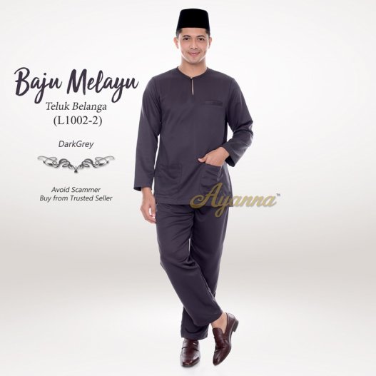 Baju Melayu Teluk Belanga L1002-2 (DarkGrey) 