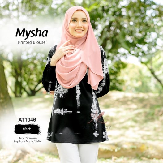 Mysha Printed Blouse AT1046 (Black) 