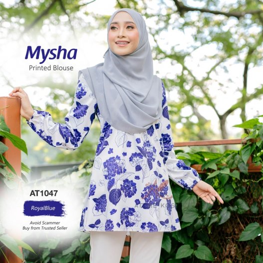 Mysha Printed Blouse AT1047 (RoyalBlue) 