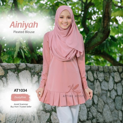 Ainiyah Pleated Blouse AT1034 (DustyPink) 