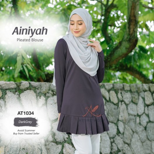Ainiyah Pleated Blouse AT1034 (DarkGrey) 