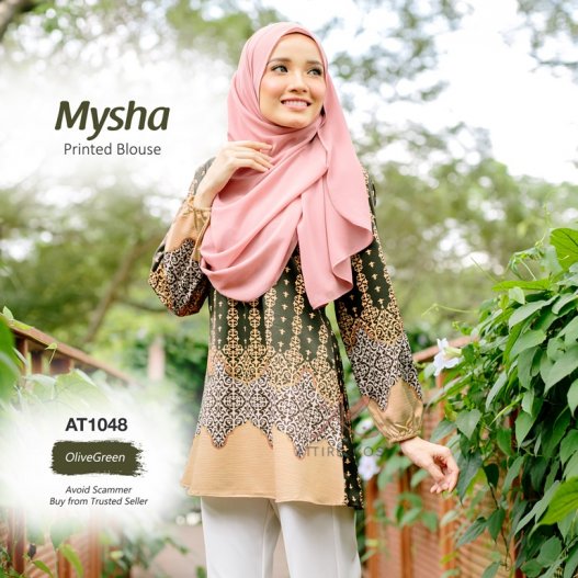 Mysha Printed Blouse AT1048 (OliveGreen) 