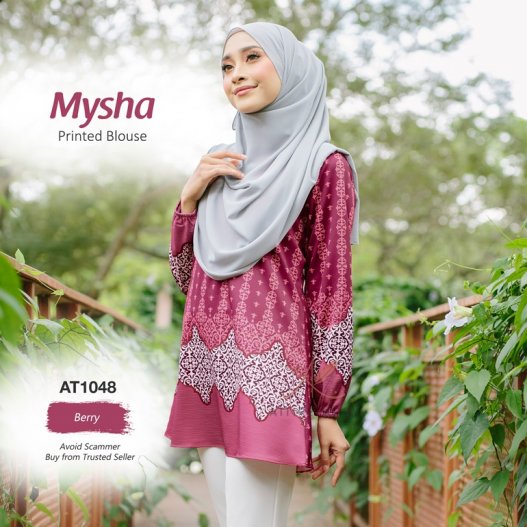 Mysha Printed Blouse AT1048 (Berry) 