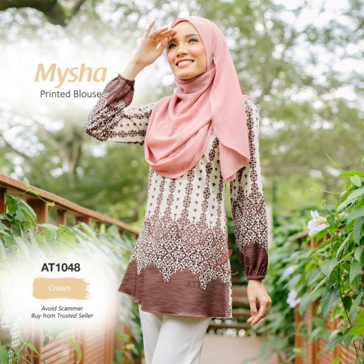 Mysha Printed Blouse AT1048 (Cream) 