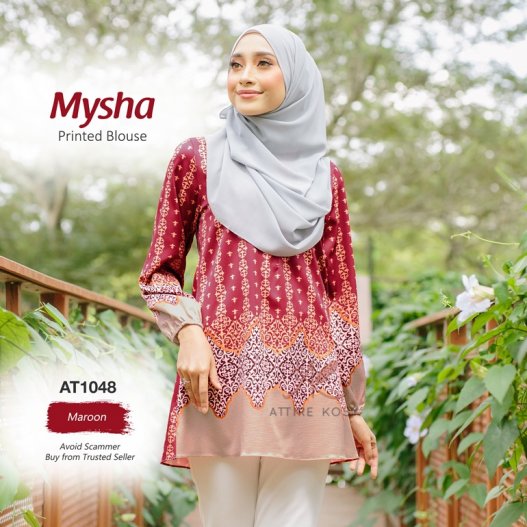 Mysha Printed Blouse AT1048 (Maroon) 