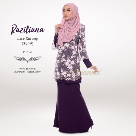 Raziliana Lace Kurung 3959 (Purple) 