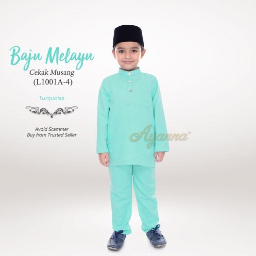Baju Melayu Cekak Musang L1001A-4 (Turquoise) 
