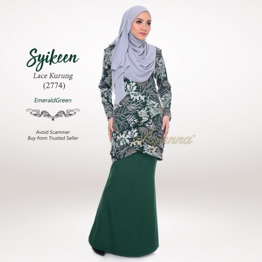 Syikeen Lace Kurung 2774 (EmeraldGreen) 