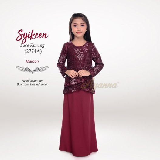 Syikeen Lace Kurung 2774A (Maroon)