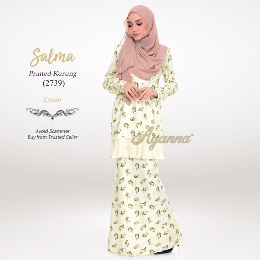 Salma Printed Kurung 2739 (Cream) 