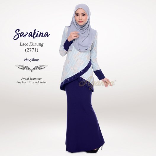 Sazalina Lace Kurung 2771 (NavyBlue) 