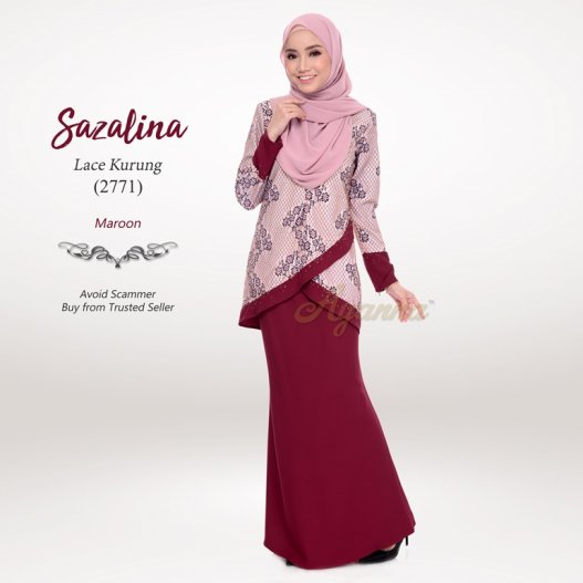 Sazalina Lace Kurung 2771 (Maroon)