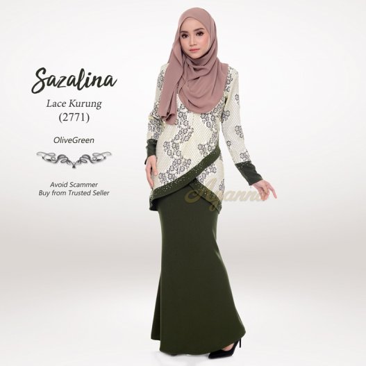 Sazalina Lace Kurung 2771 (OliveGreen) 