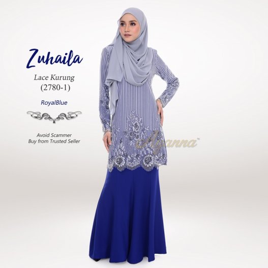 Zuhaila Lace Kurung 2780-1 (RoyalBlue) 