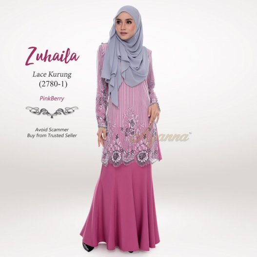 Zuhaila Lace Kurung 2780-1 (PinkBerry)