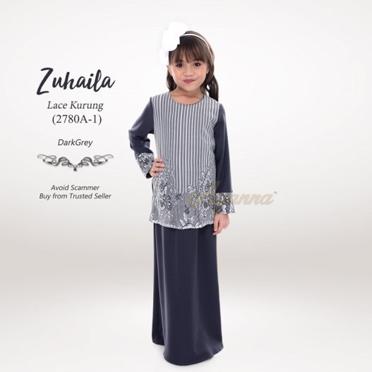 Zuhaila Lace Kurung 2780A-1 (DarkGrey) 