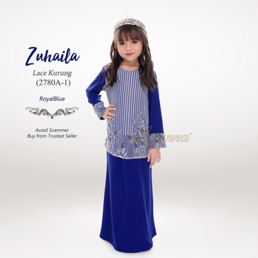 Zuhaila Lace Kurung 2780A-1 (RoyalBlue) 