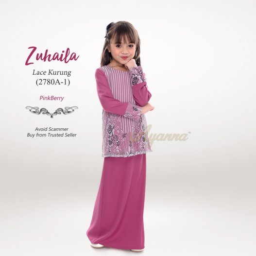 Zuhaila Lace Kurung 2780A-1 (PinkBerry)