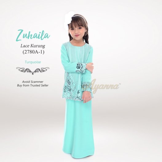 Zuhaila Lace Kurung 2780A-1 (Turquoise) 