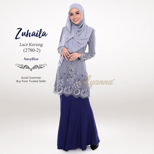 Zuhaila Lace Kurung 2780-2 (NavyBlue) 