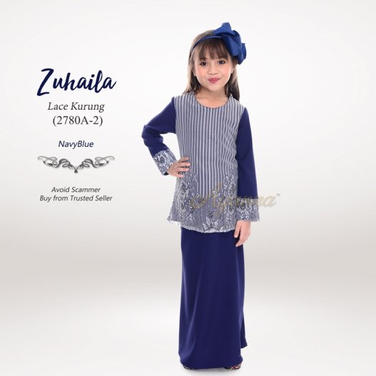 Zuhaila Lace Kurung 2780A-2 (NavyBlue) 