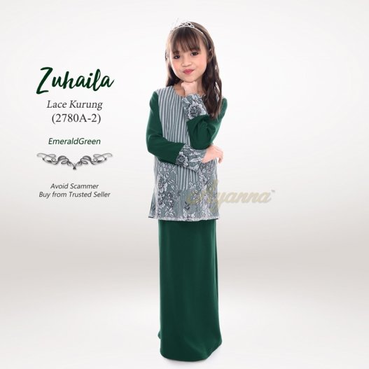 Zuhaila Lace Kurung 2780A-2 (EmeraldGreen) 