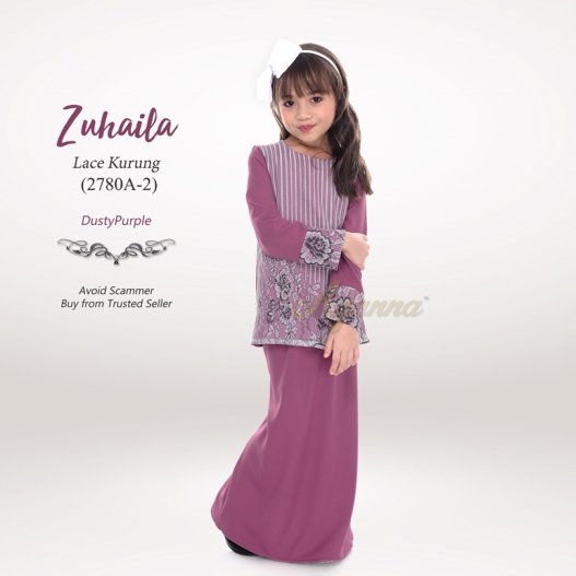 Zuhaila Lace Kurung 2780A-2 (DustyPurple) 