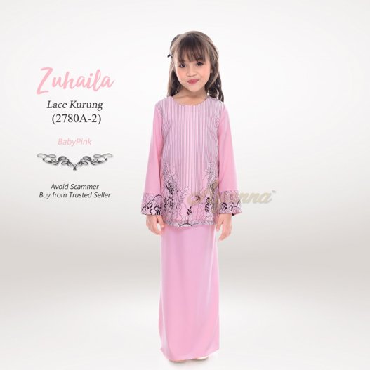 Zuhaila Lace Kurung 2780A-2 (BabyPink)