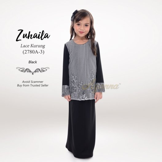 Zuhaila Lace Kurung 2780A-3 (Black) 