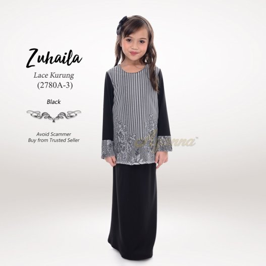 Zuhaila Lace Kurung 2780A-3 (Black)