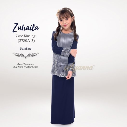 Zuhaila Lace Kurung 2780A-3 (DarkBlue) 