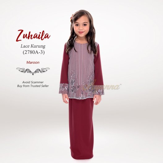 Zuhaila Lace Kurung 2780A-3 (Maroon) 