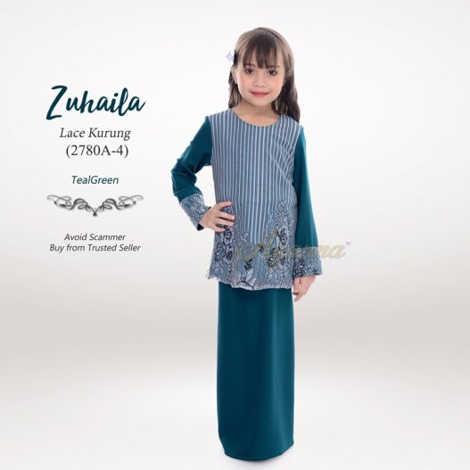 Zuhaila Lace Kurung 2780A-4 (TealGreen) 