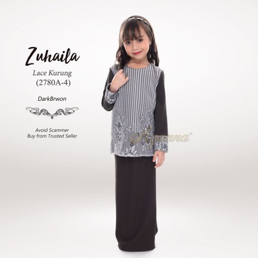 Zuhaila Lace Kurung 2780A-4 (DarkBrown) 