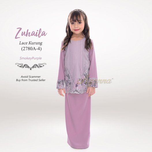 Zuhaila Lace Kurung 2780A-4 (SmokeyPurple)