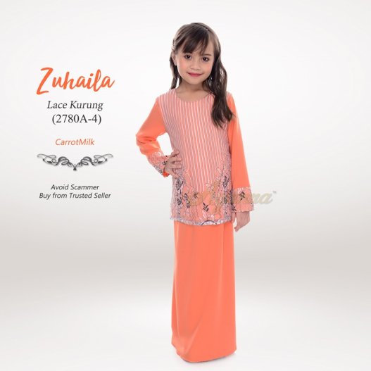 Zuhaila Lace Kurung 2780A-4 (CarrotMilk)