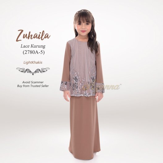 Zuhaila Lace Kurung 2780A-5 (LightKhakis) 