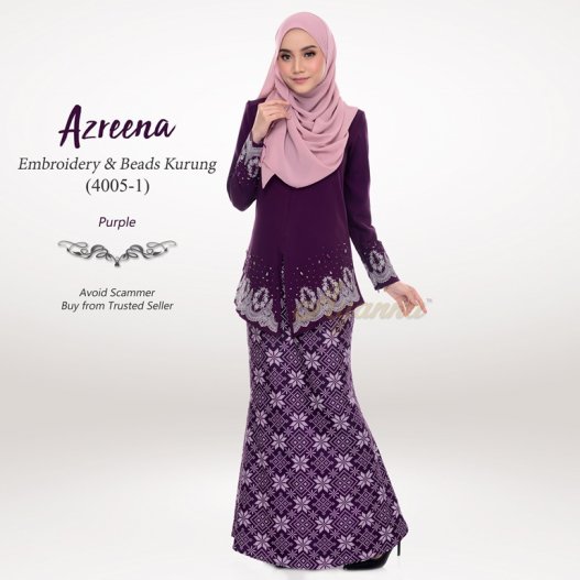 Azreena Embroidery & Beads Kurung 4005-1 (Purple) 