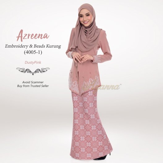 Azreena Embroidery & Beads Kurung 4005-1 (DustyPink) 