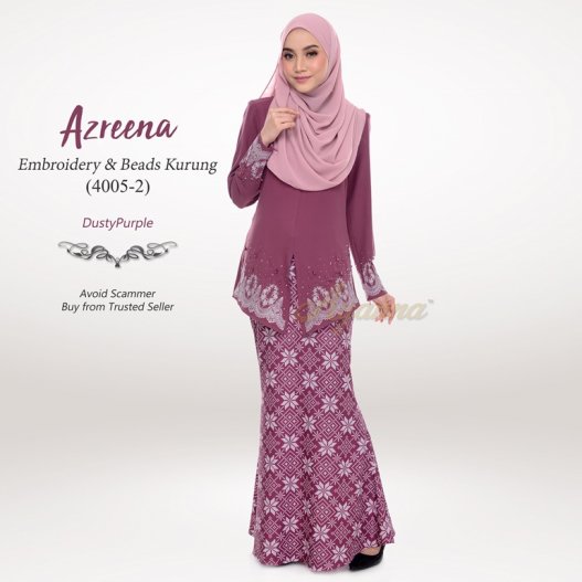 Azreena Embroidery & Beads Kurung 4005-2 (DustyPurple) 