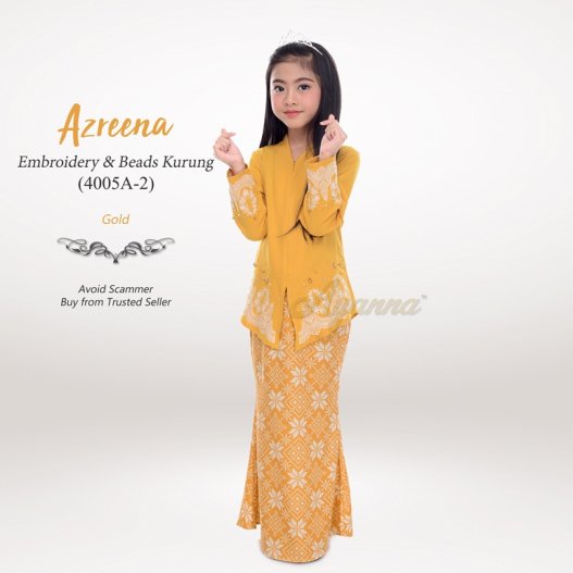 Azreena Embroidery & Beads Kurung 4005A-2 (Gold) 
