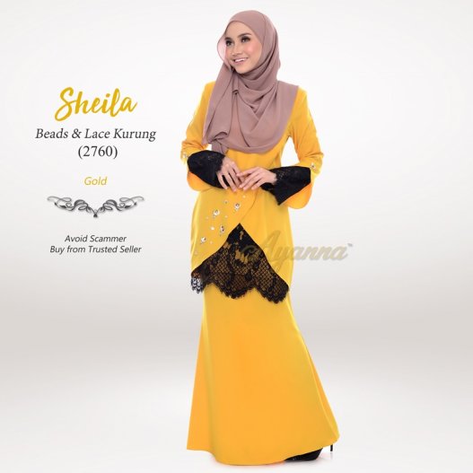 Sheila Beads & Lace Kurung 2760 (Gold)