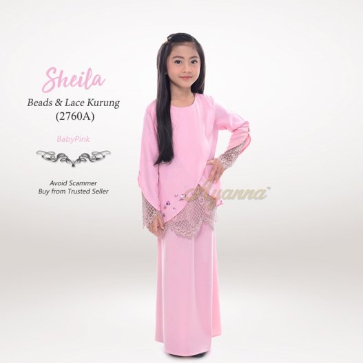 Sheila Beads & Lace Kurung 2760A (BabyPink) 