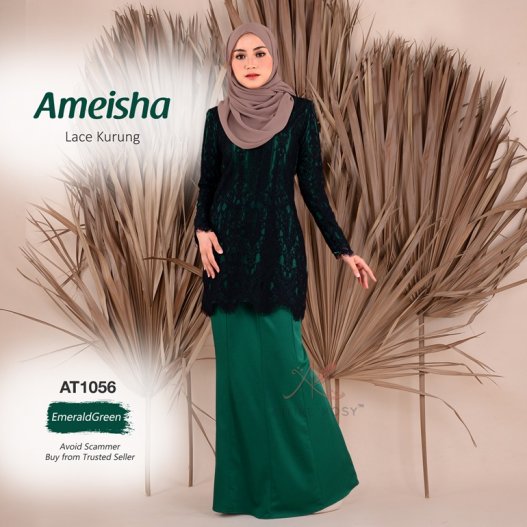 Ameisha Lace Kurung AT1056 (EmeraldGreen) 