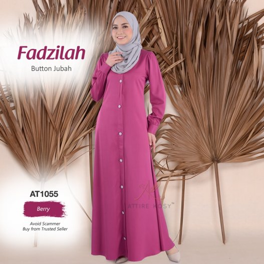 Fadzilah Button Jubah AT1055 (Berry) 