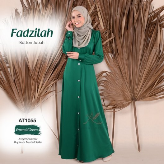 Fadzilah Button Jubah AT1055 (EmeraldGreen) 