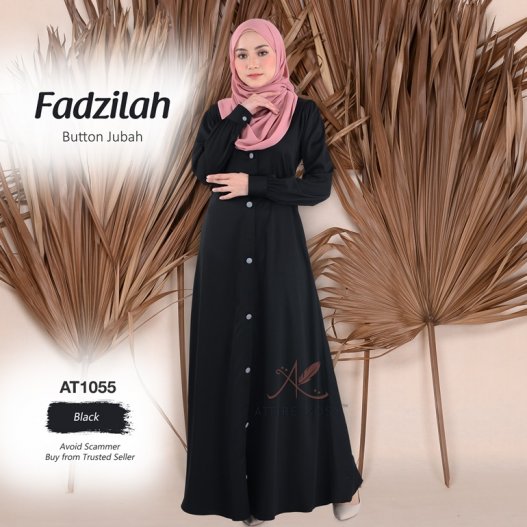 Fadzilah Button Jubah AT1055 (Black) 