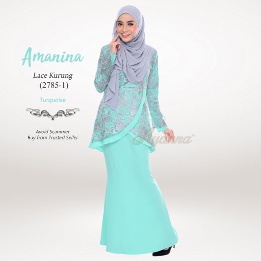 Amanina Lace Kurung 2785-1 (Turquoise) 